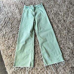 Zara Mint Green Wide-Leg Jeans
